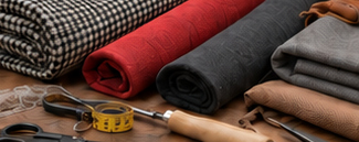Rouleaux de tissu et outils de sellerie